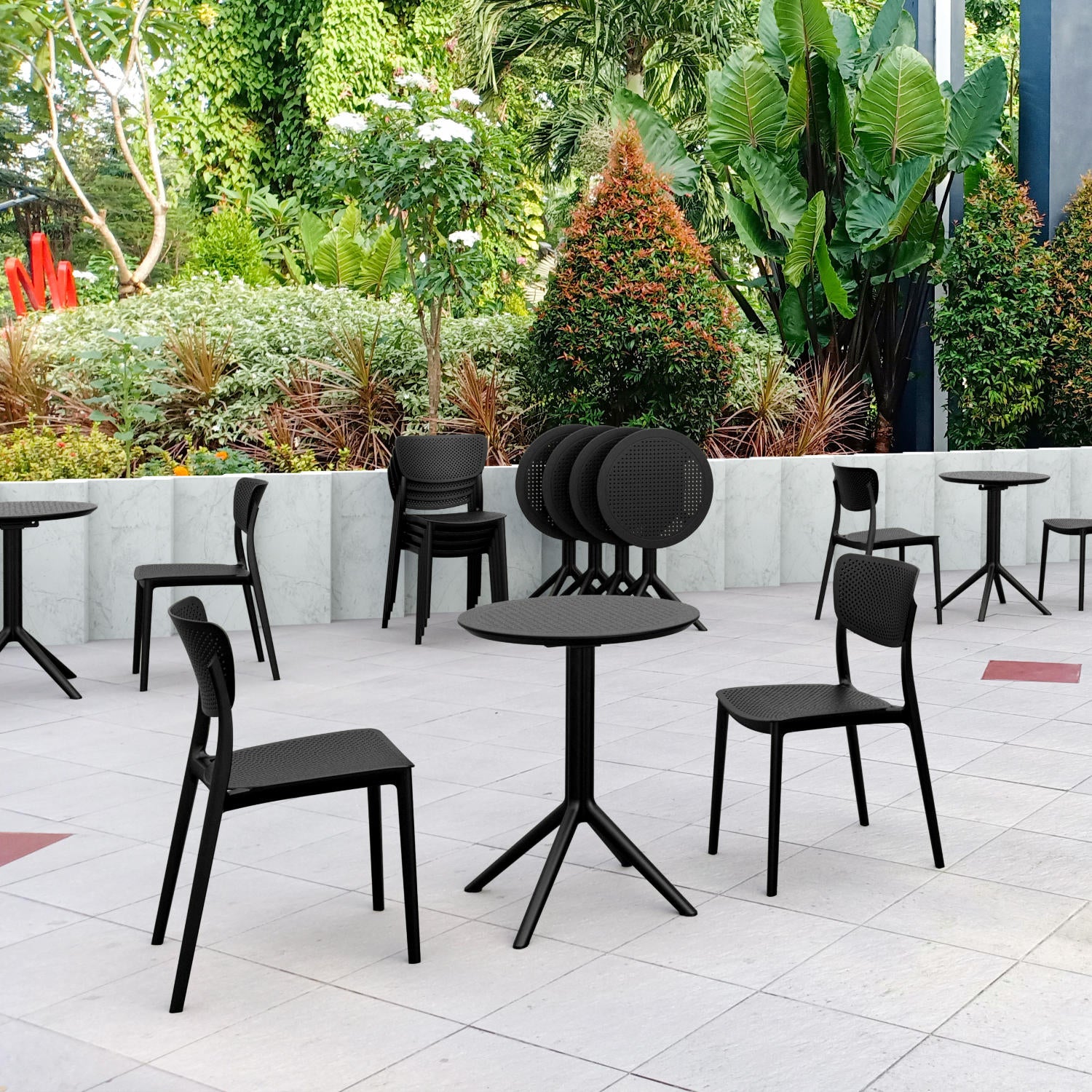 Compamia Lucy Bistro Set 3 Piece with 24 inch Table Top in Black/Dark Gray/Taupe/Olive Green/White