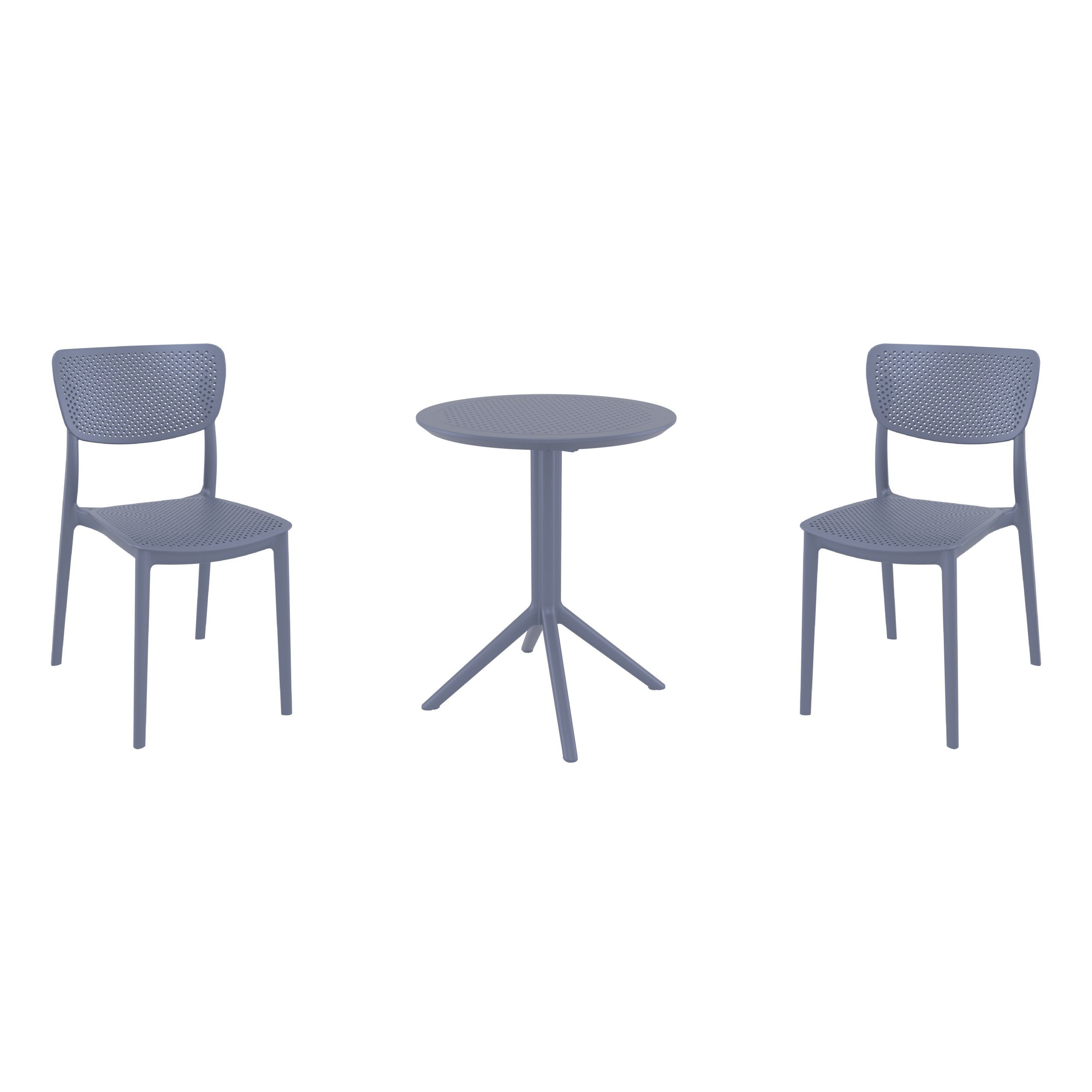 Compamia Lucy Bistro Set 3 Piece with 24 inch Table Top in Black/Dark Gray/Taupe/Olive Green/White