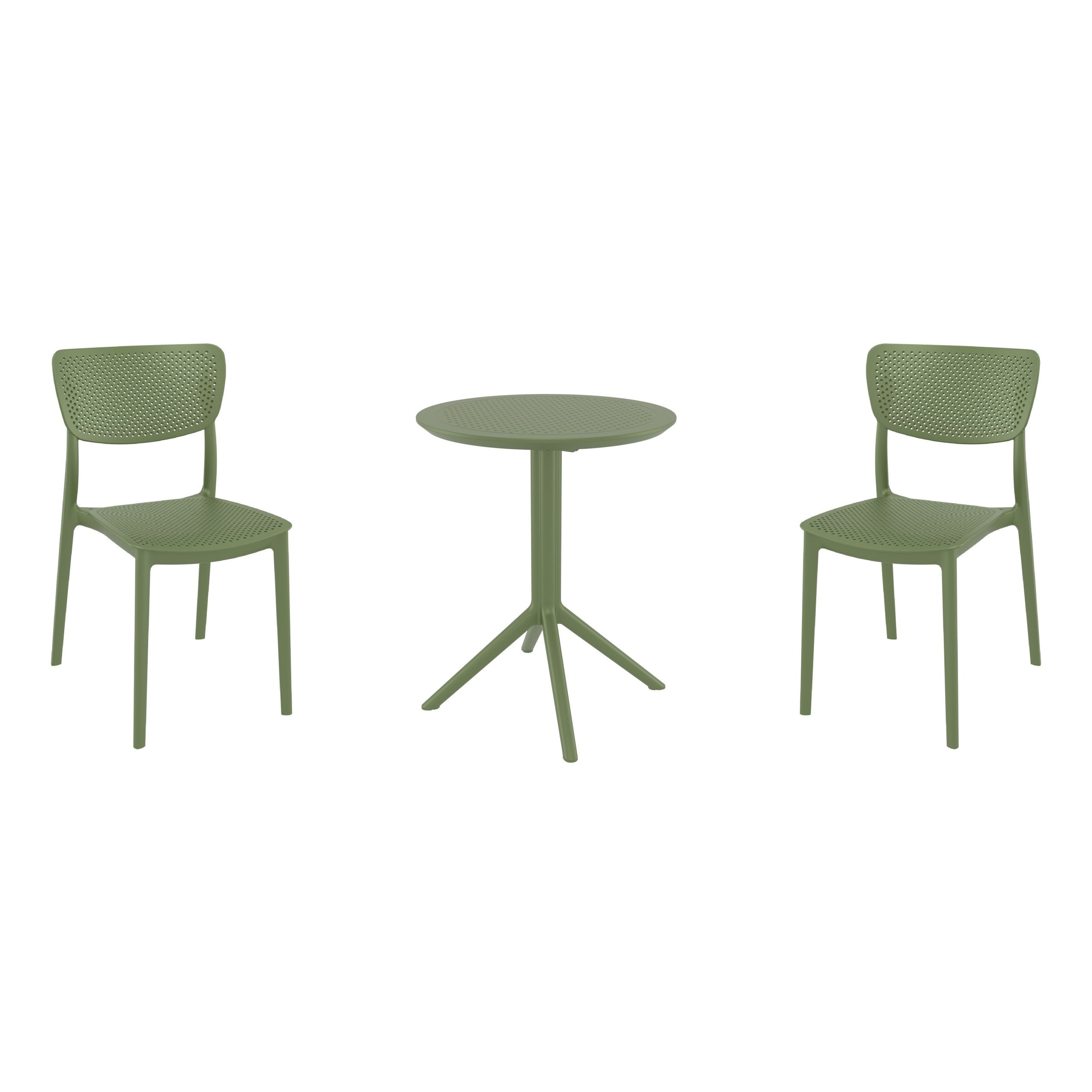 Compamia Lucy Bistro Set 3 Piece with 24 inch Table Top in Black/Dark Gray/Taupe/Olive Green/White