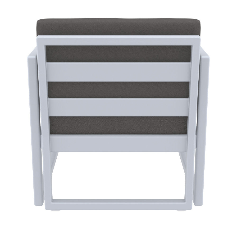 Compamia Mykonos Patio Club Chair Silver with Sunbrella Charcoal/Natural Cushion