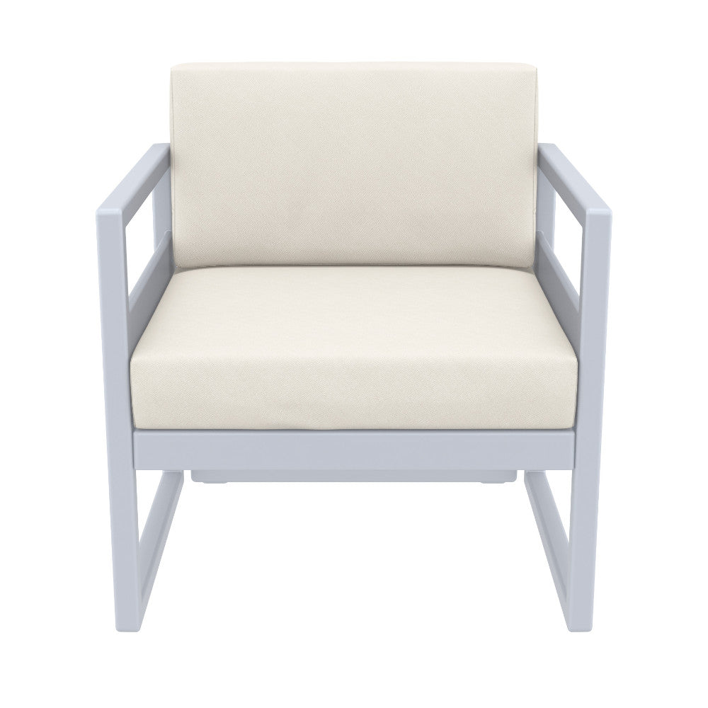 Compamia Mykonos Patio Club Chair Silver with Sunbrella Charcoal/Natural Cushion
