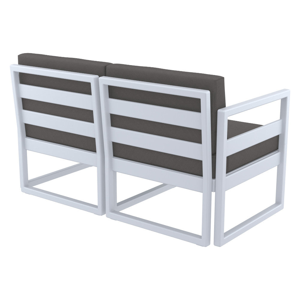 Compamia Mykonos Patio Loveseat Silver with Sunbrella Charcoal/Natural Cushion