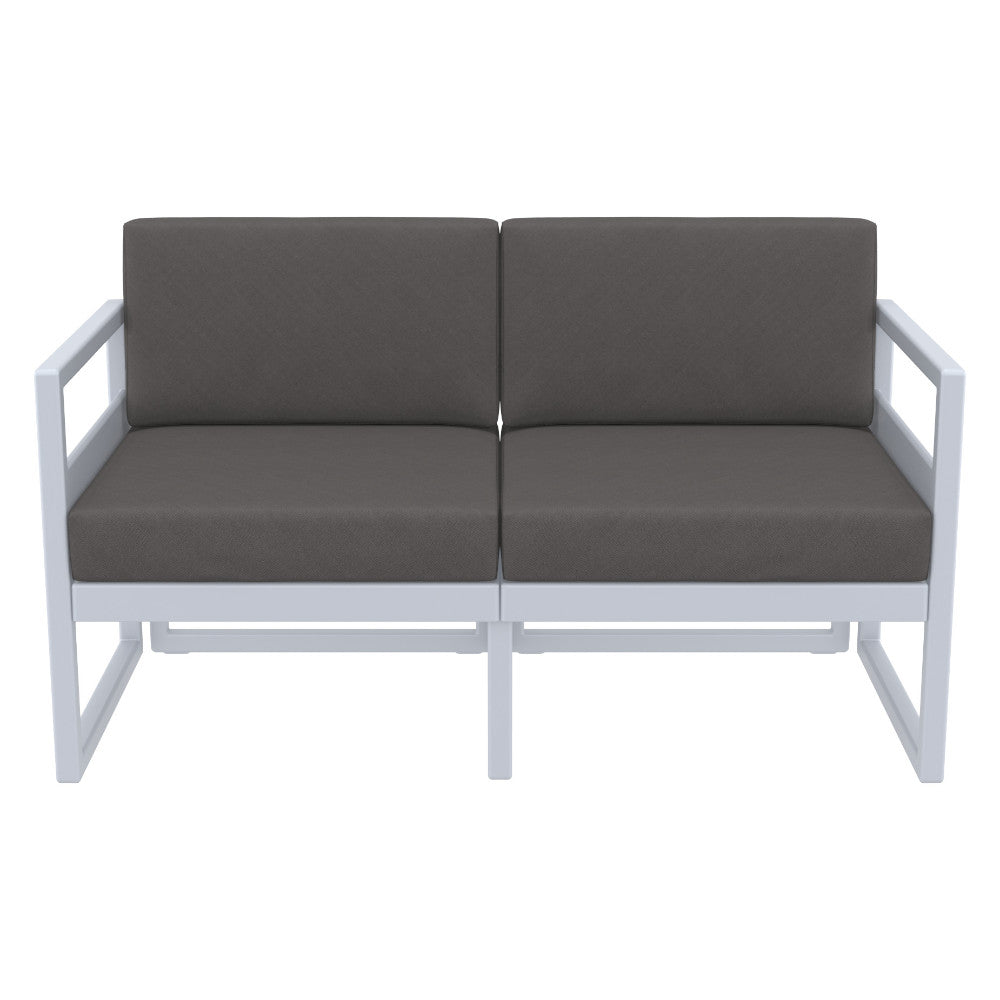 Compamia Mykonos Patio Loveseat Silver with Sunbrella Charcoal/Natural Cushion
