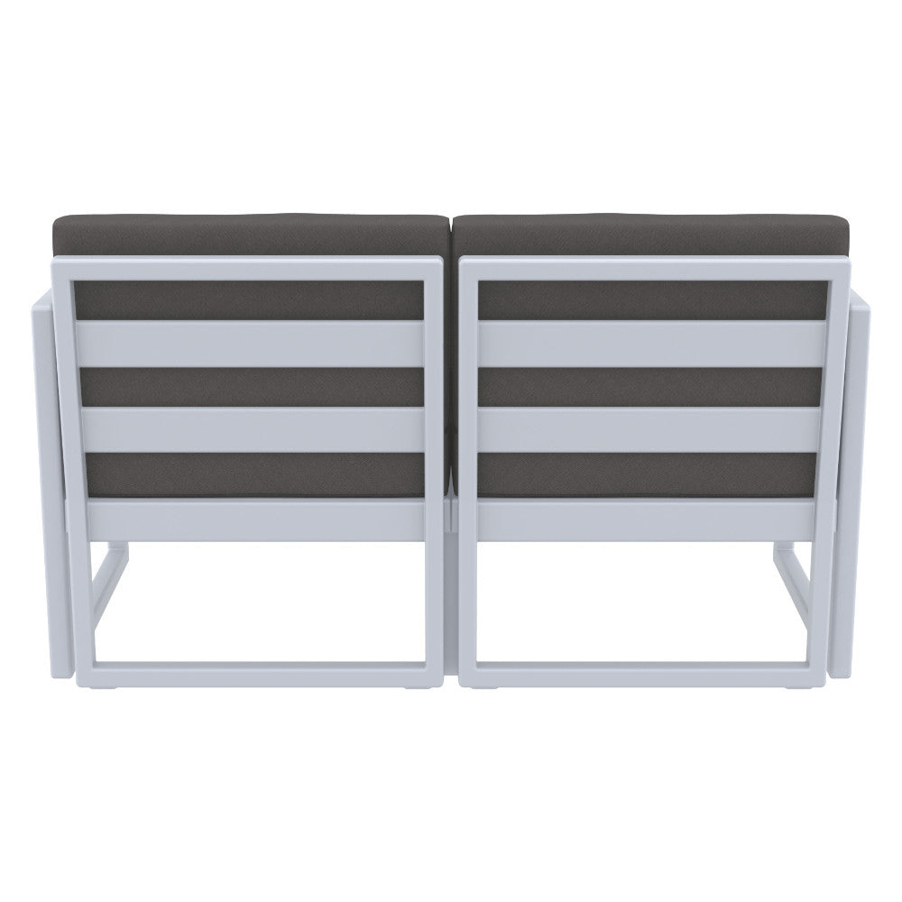 Compamia Mykonos Patio Loveseat Silver with Sunbrella Charcoal/Natural Cushion