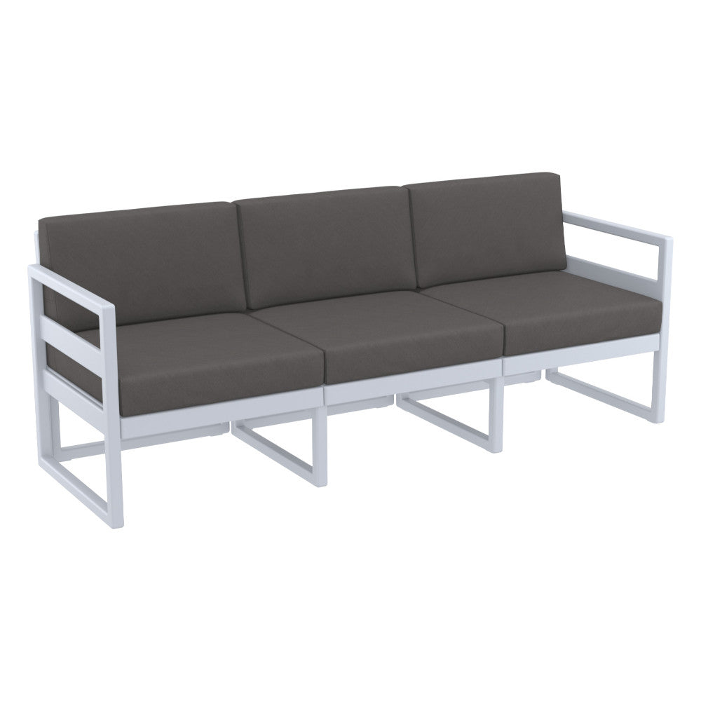 Compamia Mykonos Patio Sofa Silver with Sunbrella Charcoal/Natural Cushion