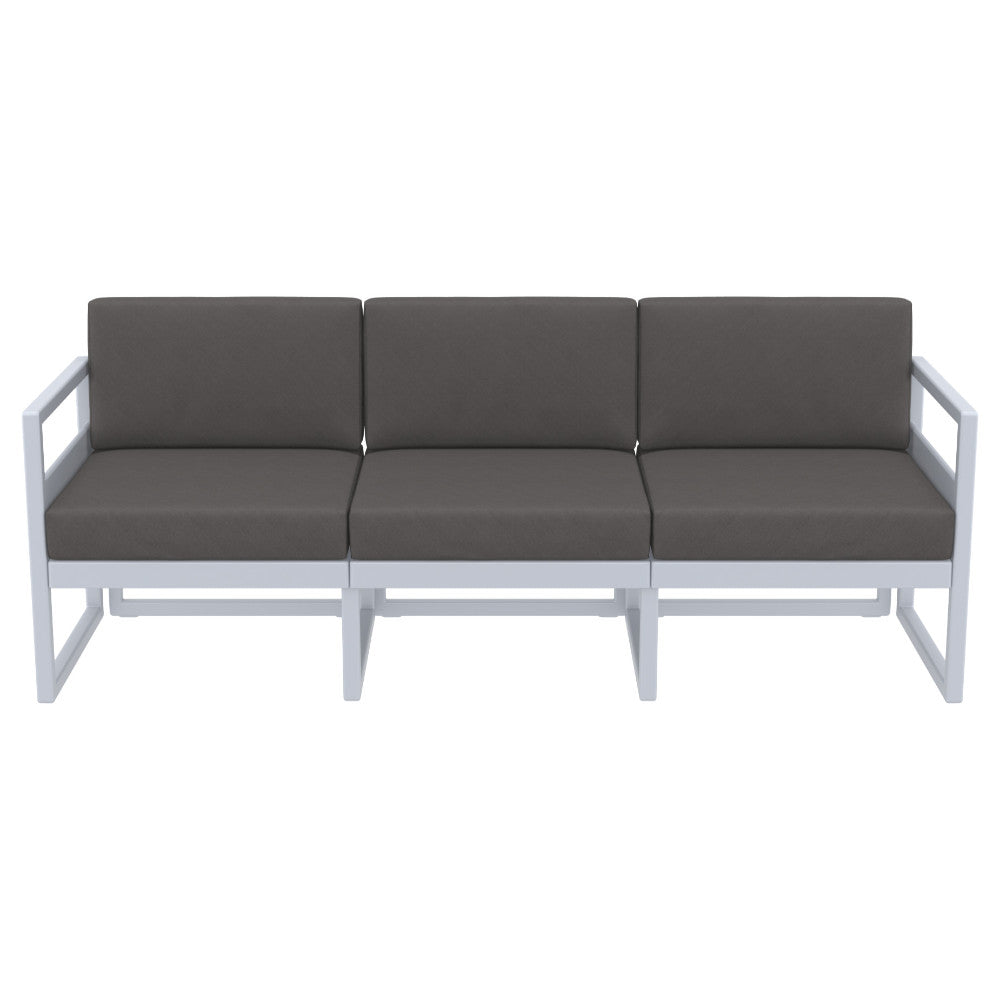 Compamia Mykonos Patio Sofa Silver with Sunbrella Charcoal/Natural Cushion