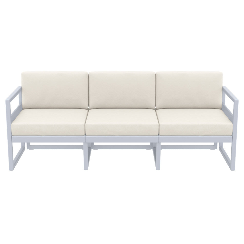 Compamia Mykonos Patio Sofa Silver with Sunbrella Charcoal/Natural Cushion