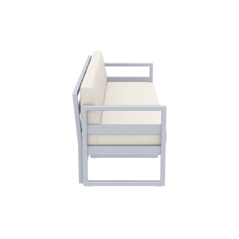 Compamia Mykonos Patio Sofa Silver with Sunbrella Charcoal/Natural Cushion