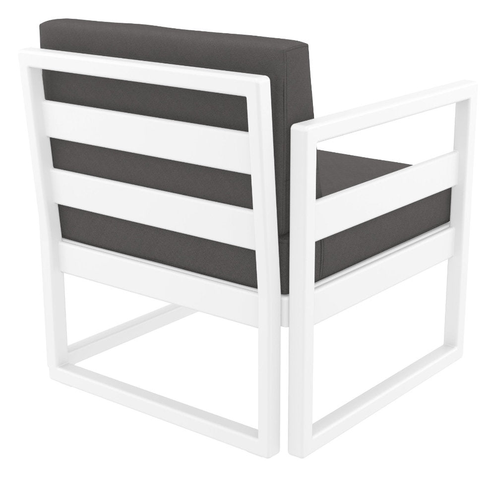 Compamia Mykonos Club Seating Set 3 Piece in Taupe/White/Silver with Sunbrella Charcoal/Natural/Taupe Cushion