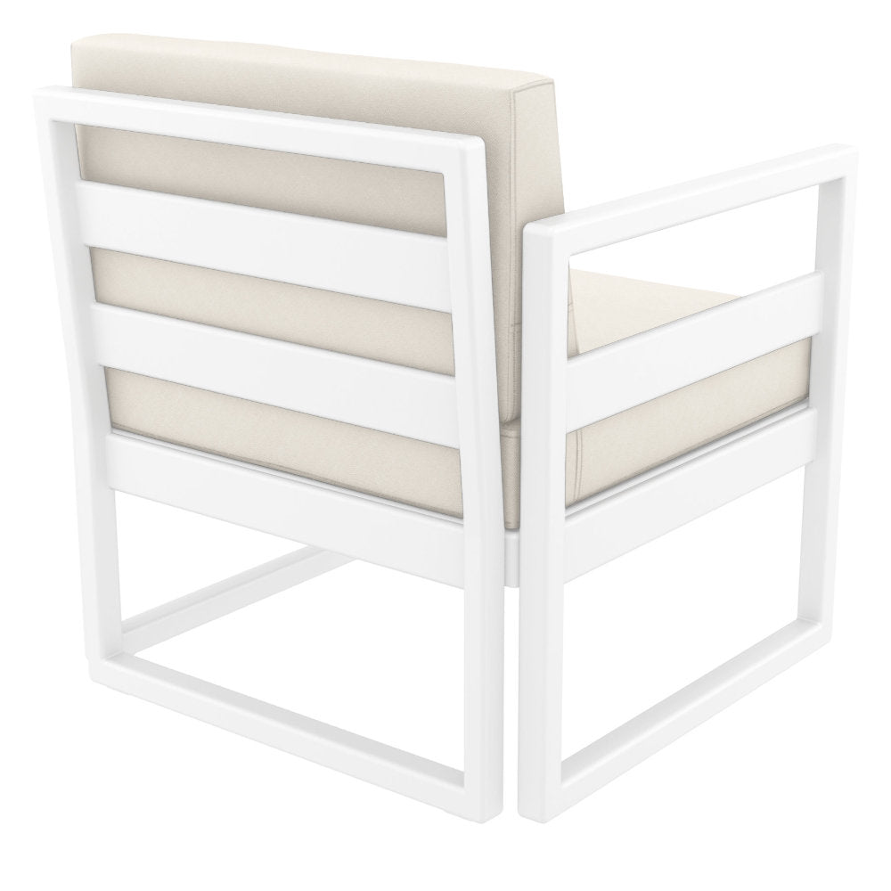 Compamia Mykonos Club Seating Set 3 Piece in Taupe/White/Silver with Sunbrella Charcoal/Natural/Taupe Cushion