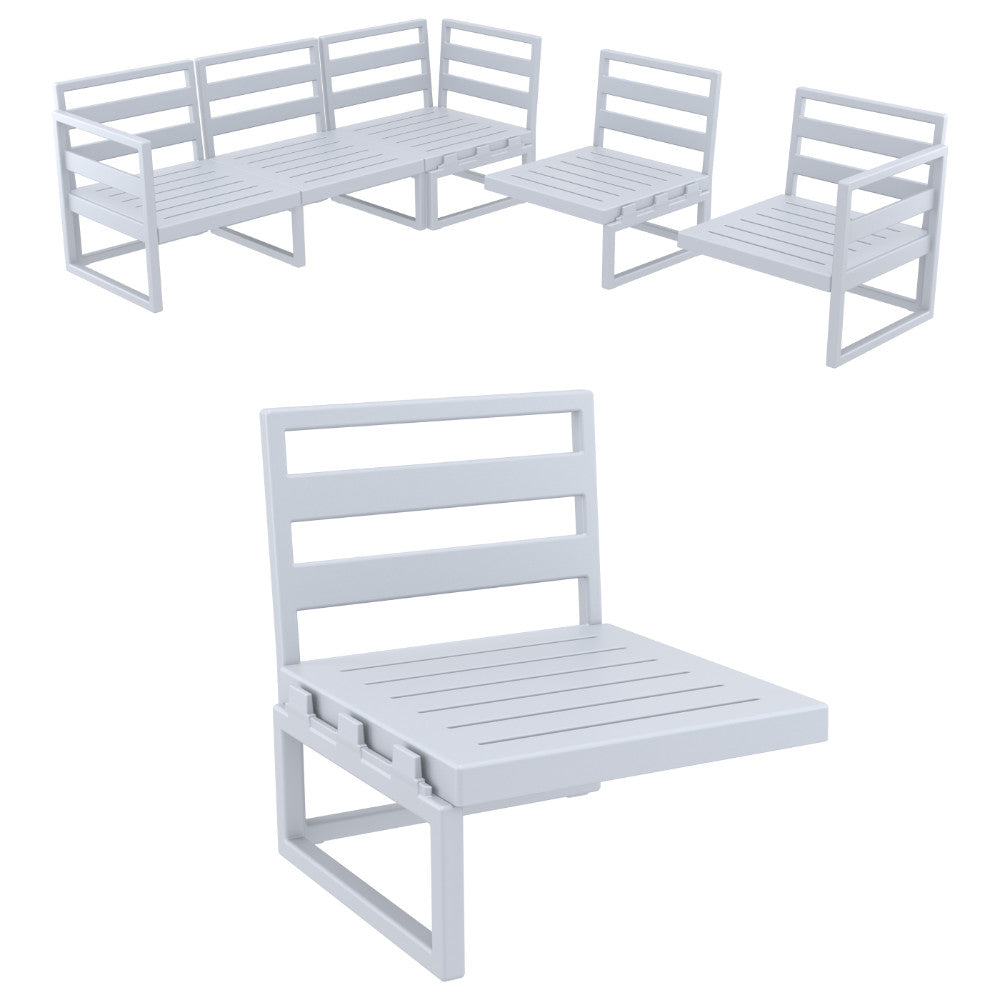 Compamia Mykonos Extension Silver with Sunbrella Charcoal/Natural Cushion