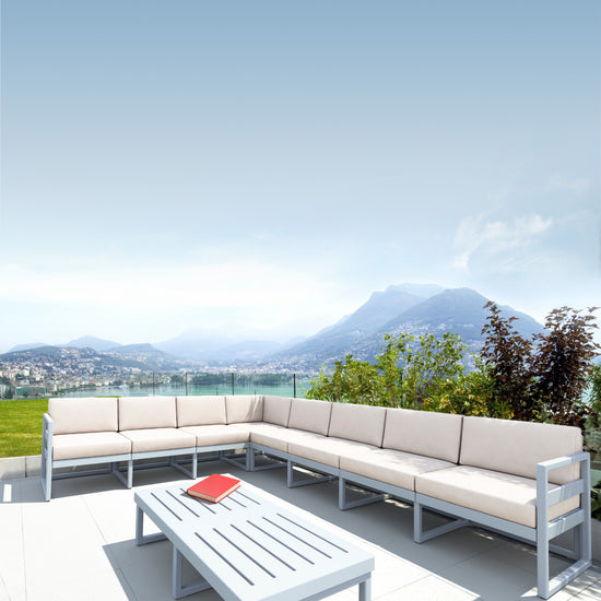 Compamia Mykonos Extension Silver with Sunbrella Charcoal/Natural Cushion