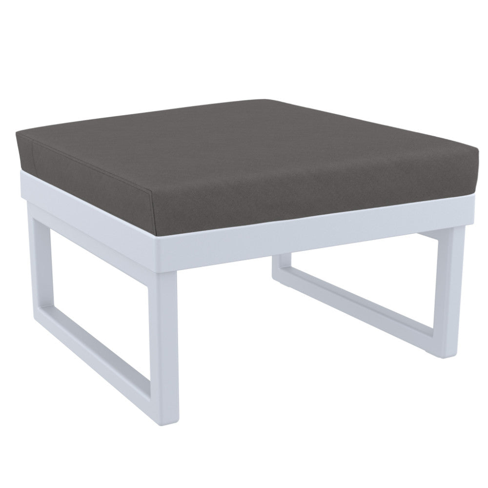 Compamia Mykonos Ottoman Silver with Sunbrella Charcoal/Natural Cushion