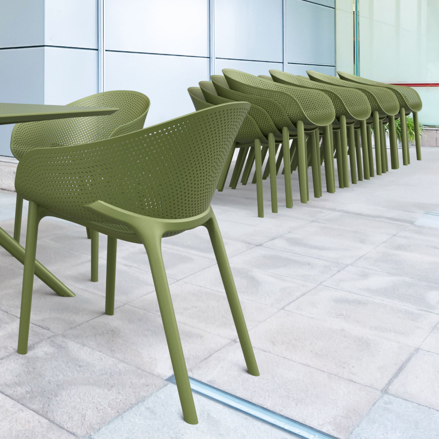 Compamia Sky Pro Stacking Dining Chair In Black/Gray/Taupe/Marsala/Olive Green/White - Set of 2