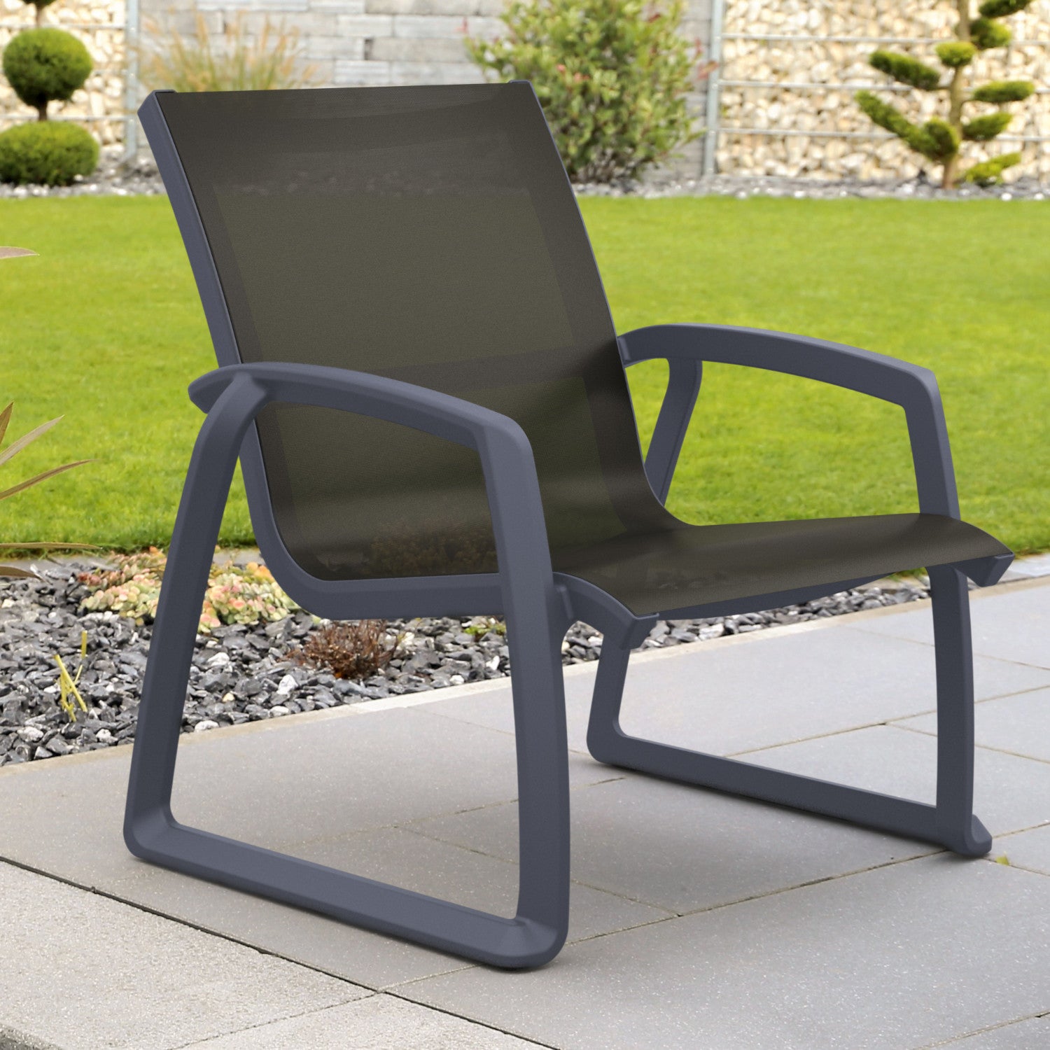 Compamia Pacific Club Arm Chair in Black/Dark Gray/Taupe/White Frame- Set of two