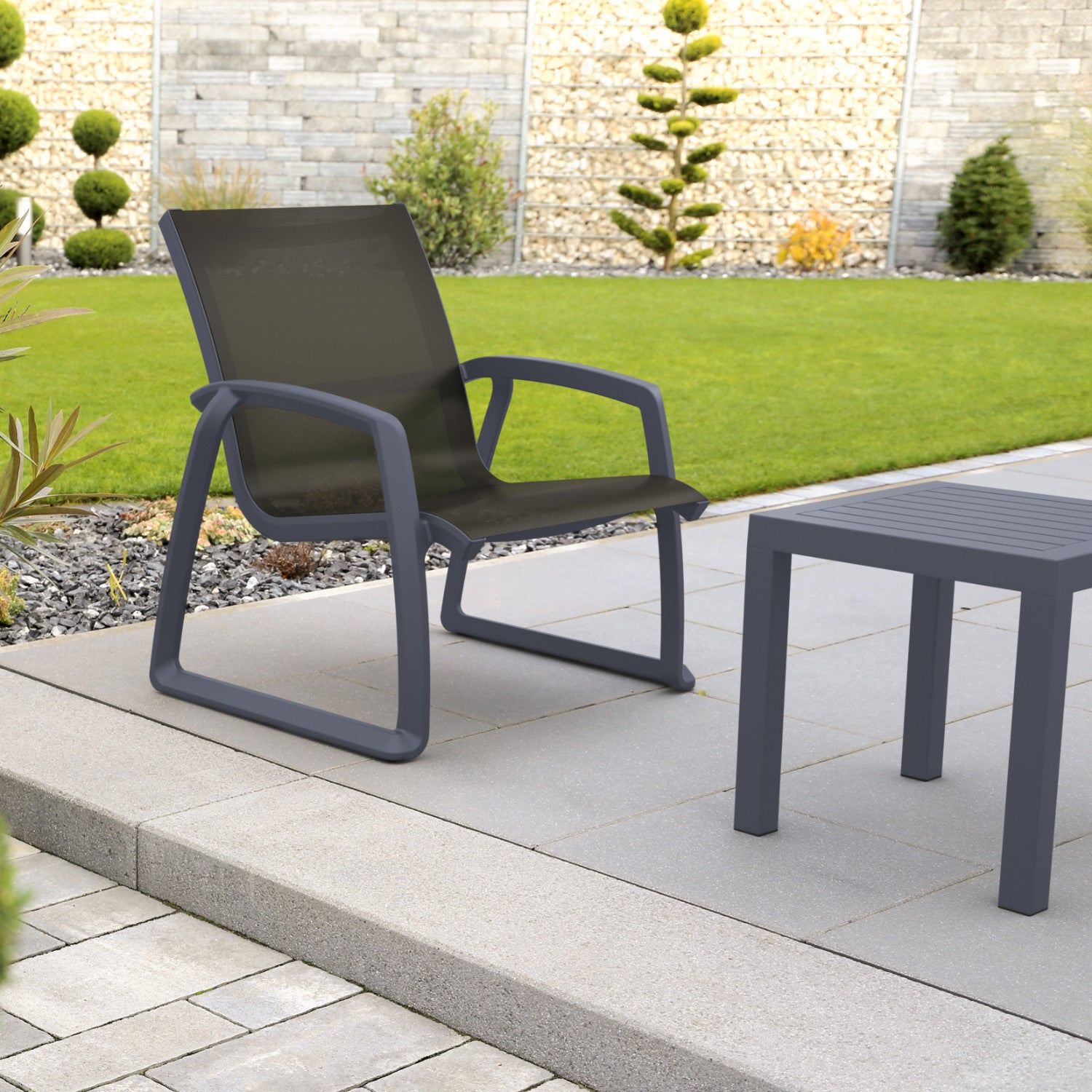 Compamia Pacific Club Arm Chair in Black/Dark Gray/Taupe/White Frame- Set of two