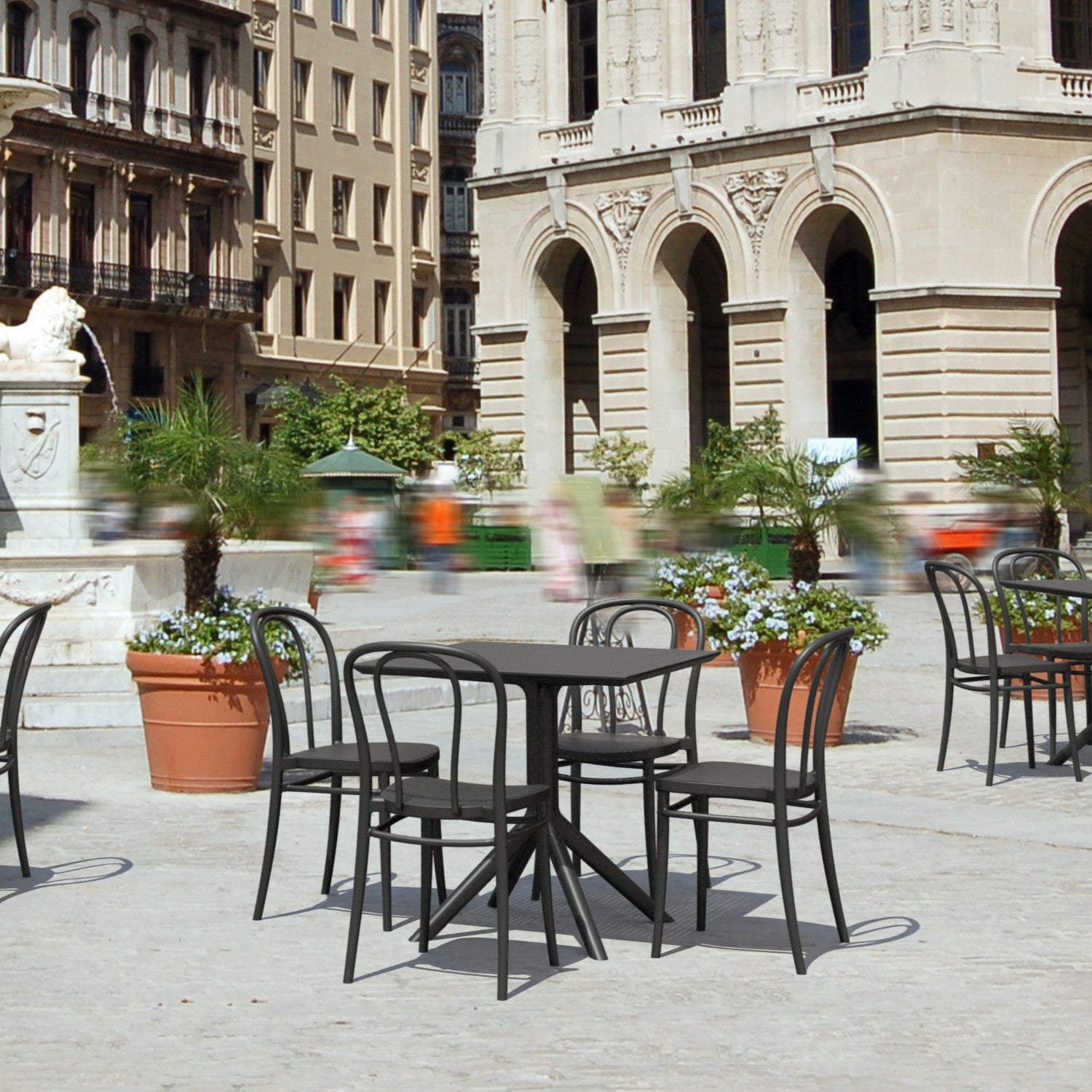 Compamia Victor Patio Dining Set with 4 Chairs in Black/Dark Gray/Taupe/Olive Green/White