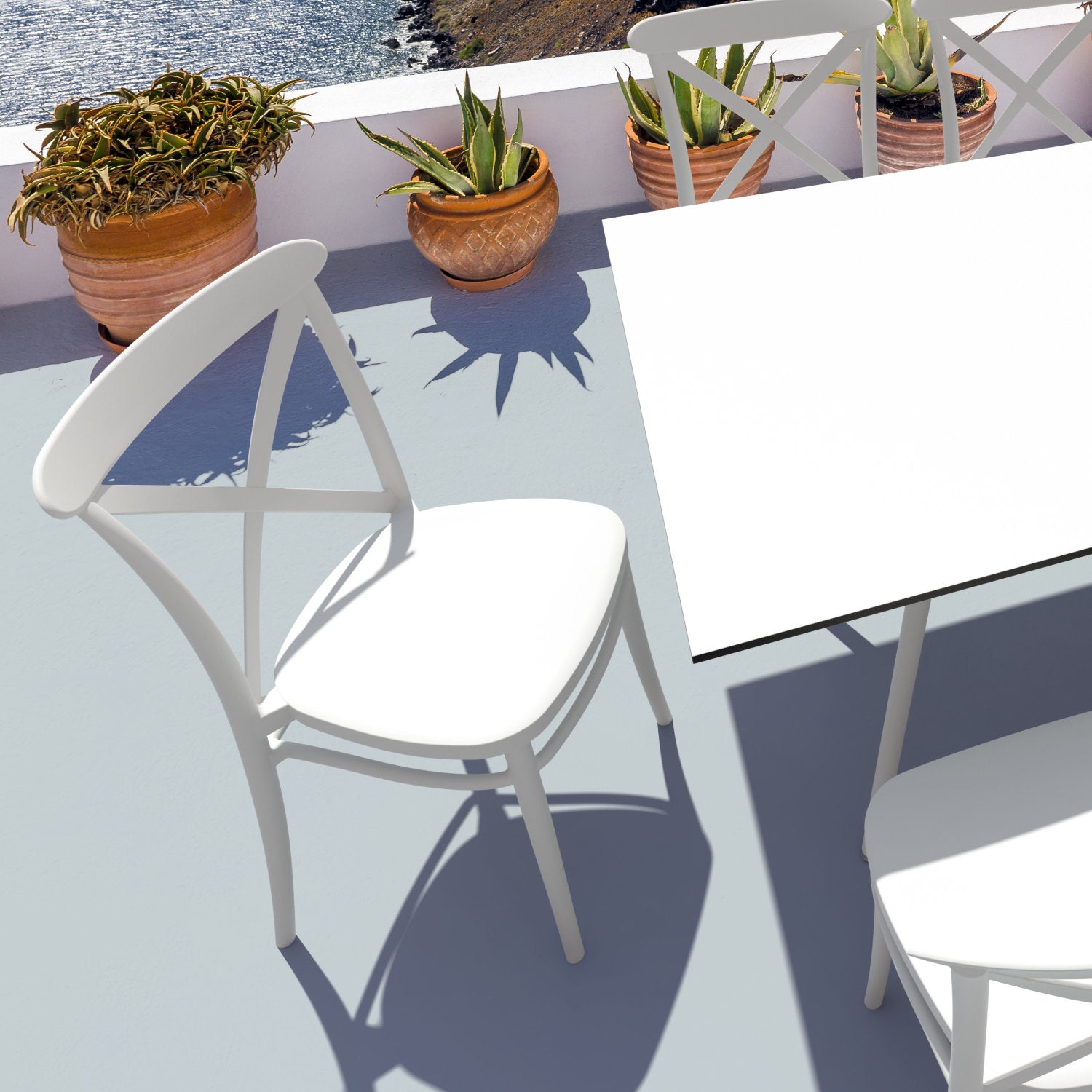 Compamia Cross Resin Outdoor Chair Black/Dark Gray/Taupe/Olive Green/White - Set of 2