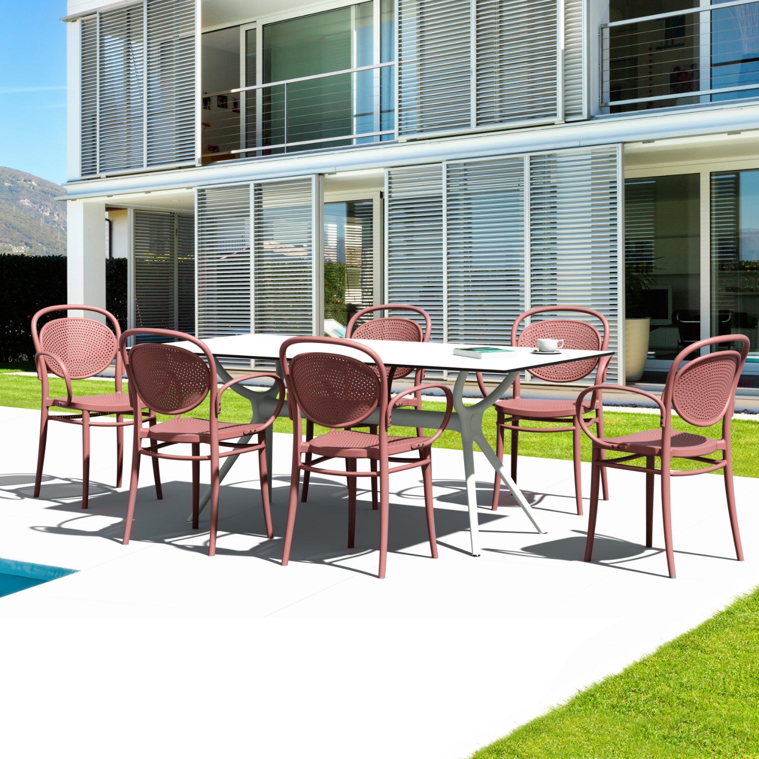 Compamia Marcel XL Resin Outdoor Arm Chair Marsala - Set of 2