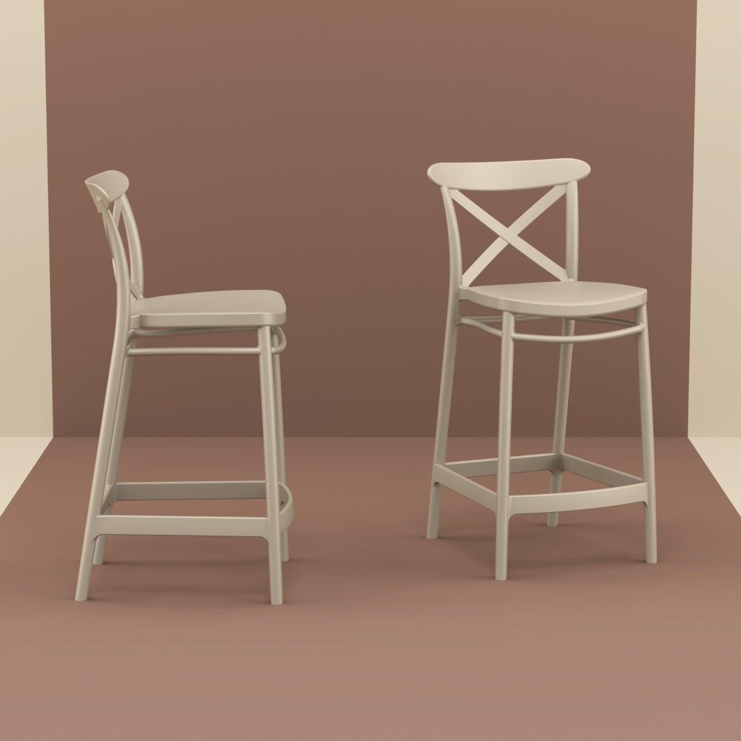 Compamia Cross Counter Stool Black/Dark Gray/Taupe/Olive Green/White - Set of 2