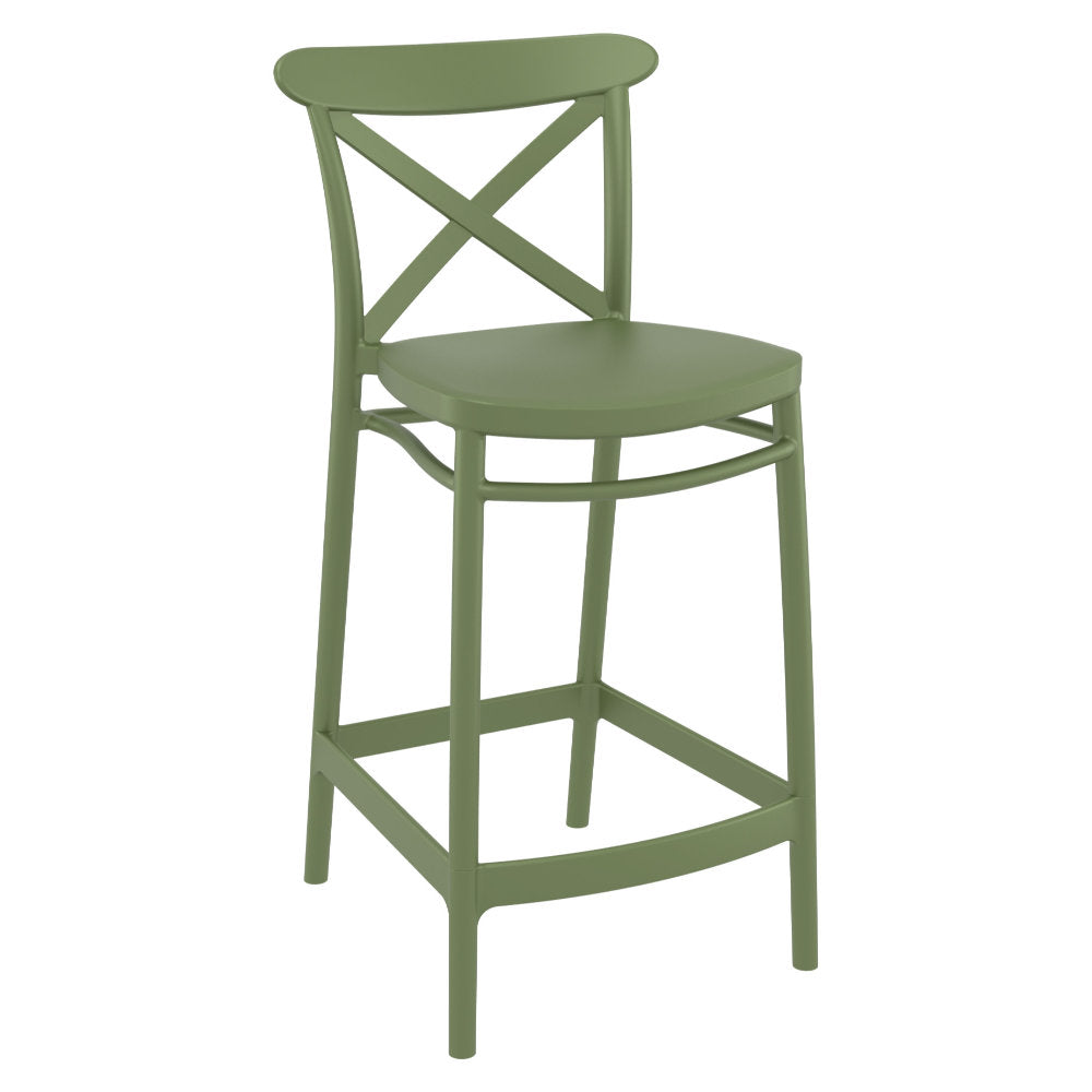Compamia Cross Counter Stool Black/Dark Gray/Taupe/Olive Green/White - Set of 2