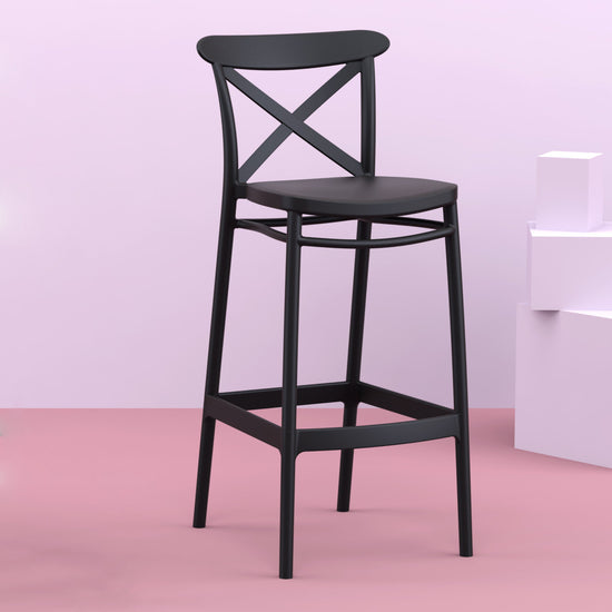 Compamia Cross Bar Stool Black/Dark Gray/Taupe/Olive Green/White - Set of 2
