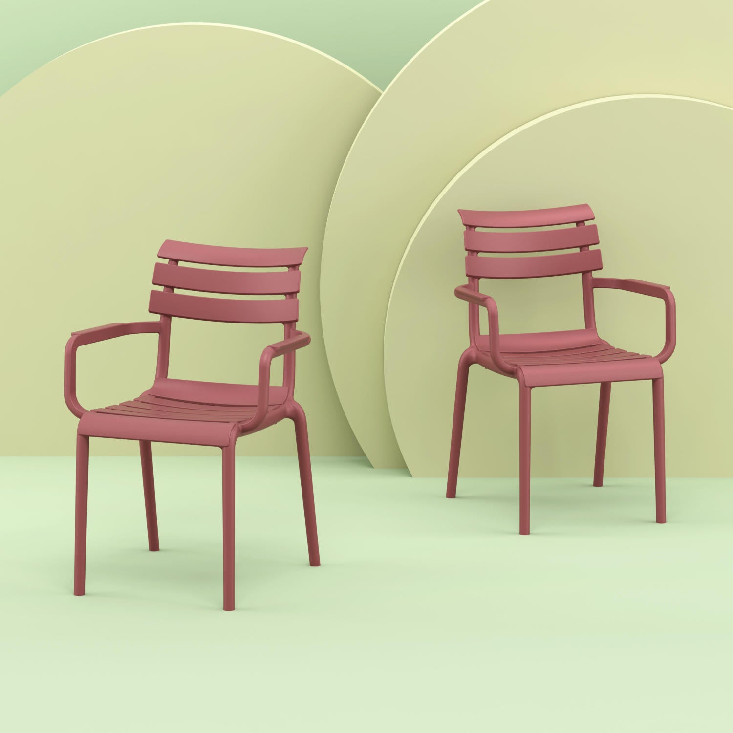 Compamia Paris Resin Outdoor Arm Chair In Black/Dark Gray/Taupe/Marsala/Olive Green/White - Set of 2