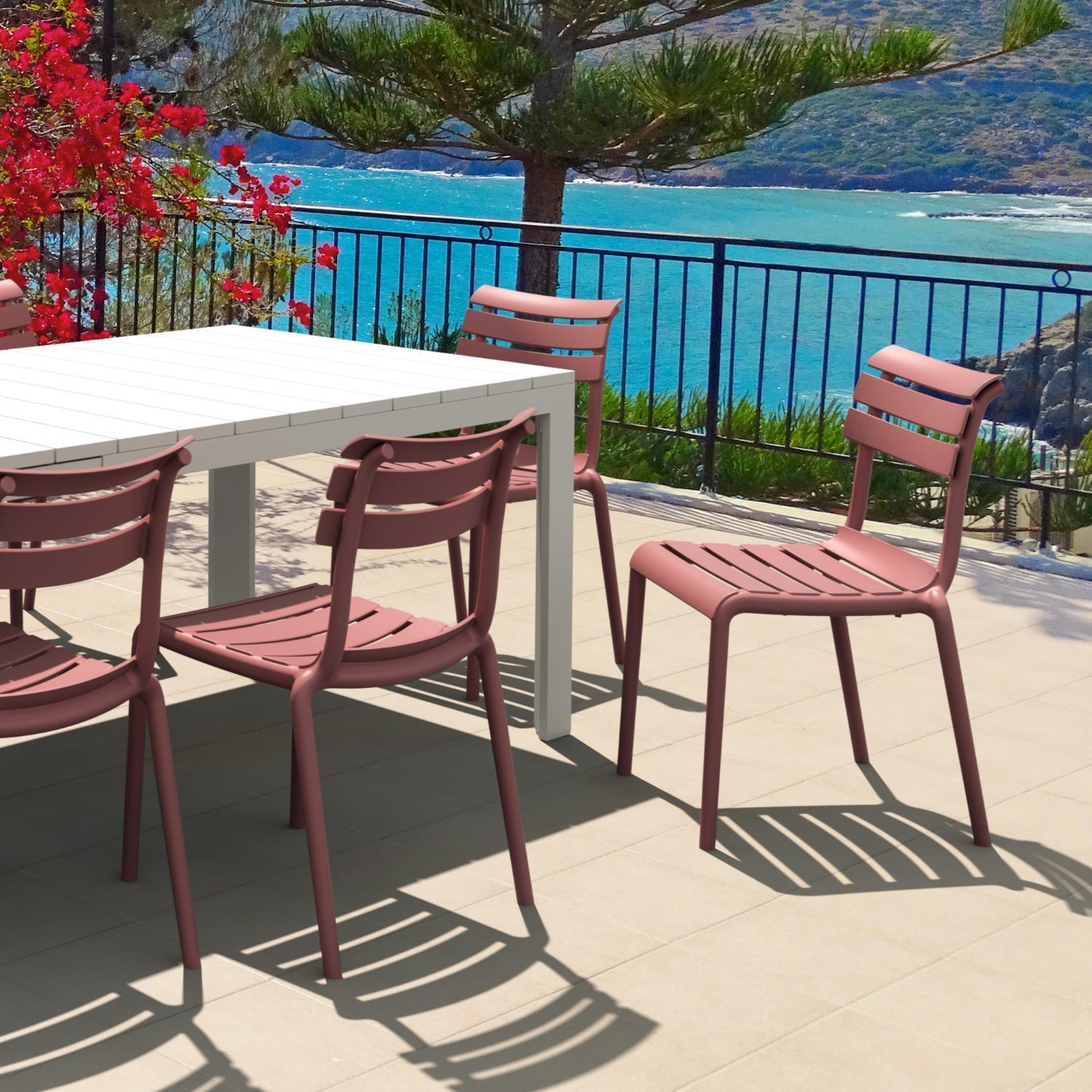 Compamia Helen Resin Outdoor Chair In Black/Dark Gray/Taupe/Marsala/Olive Green/White - Set of 2
