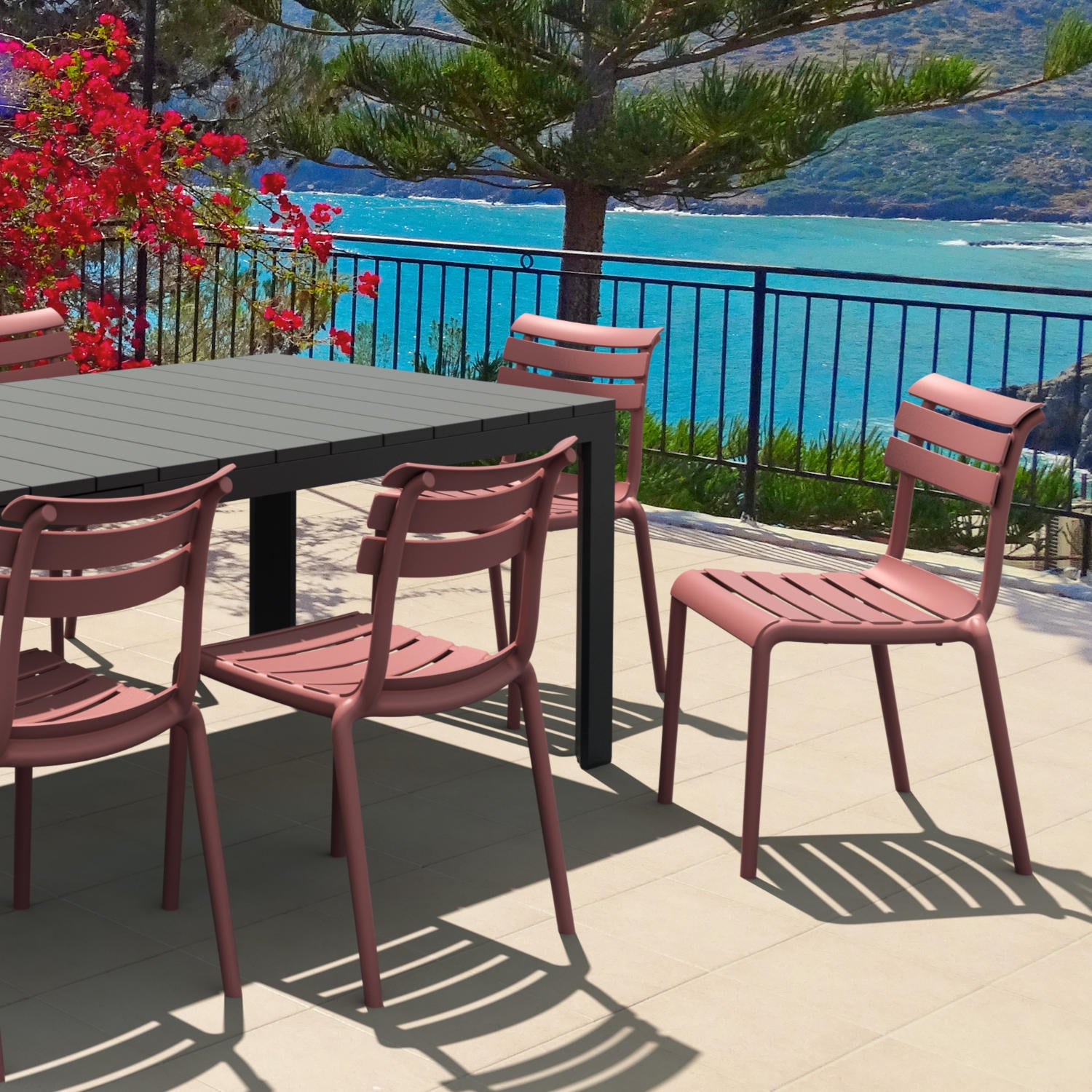 Compamia Helen Resin Outdoor Chair In Black/Dark Gray/Taupe/Marsala/Olive Green/White - Set of 2