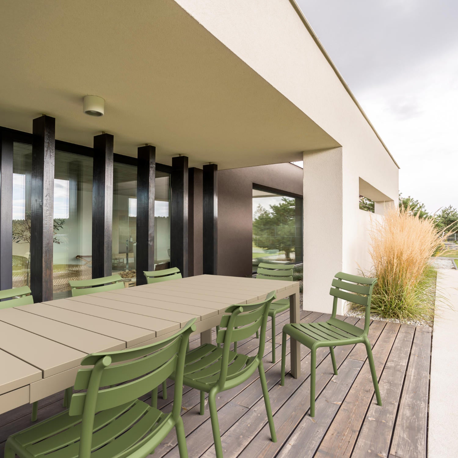 Compamia Helen Resin Outdoor Chair In Black/Dark Gray/Taupe/Marsala/Olive Green/White - Set of 2