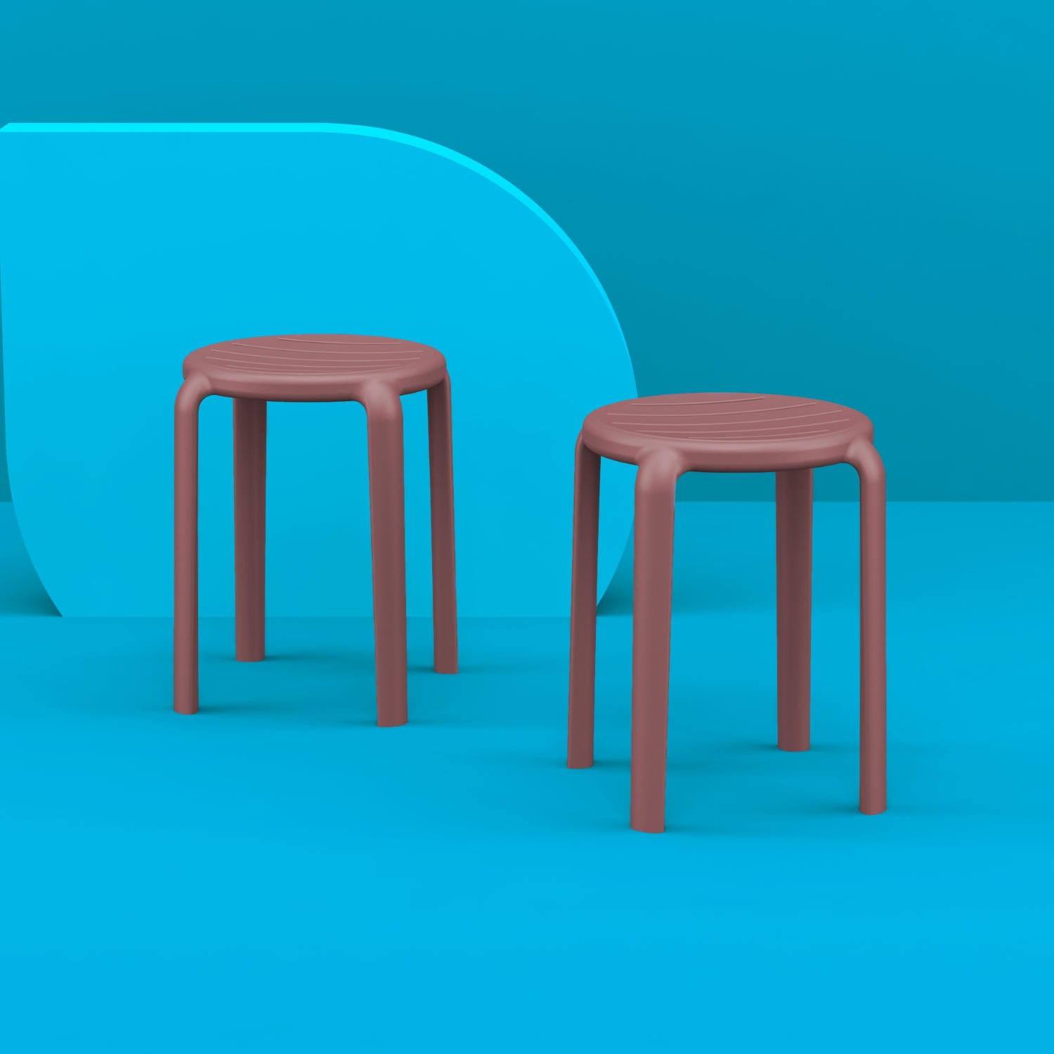Compamia Tom Resin Dining Stool in Black/Dark Gray/Taupe/Marsala/Olive Green/White - Set of 2