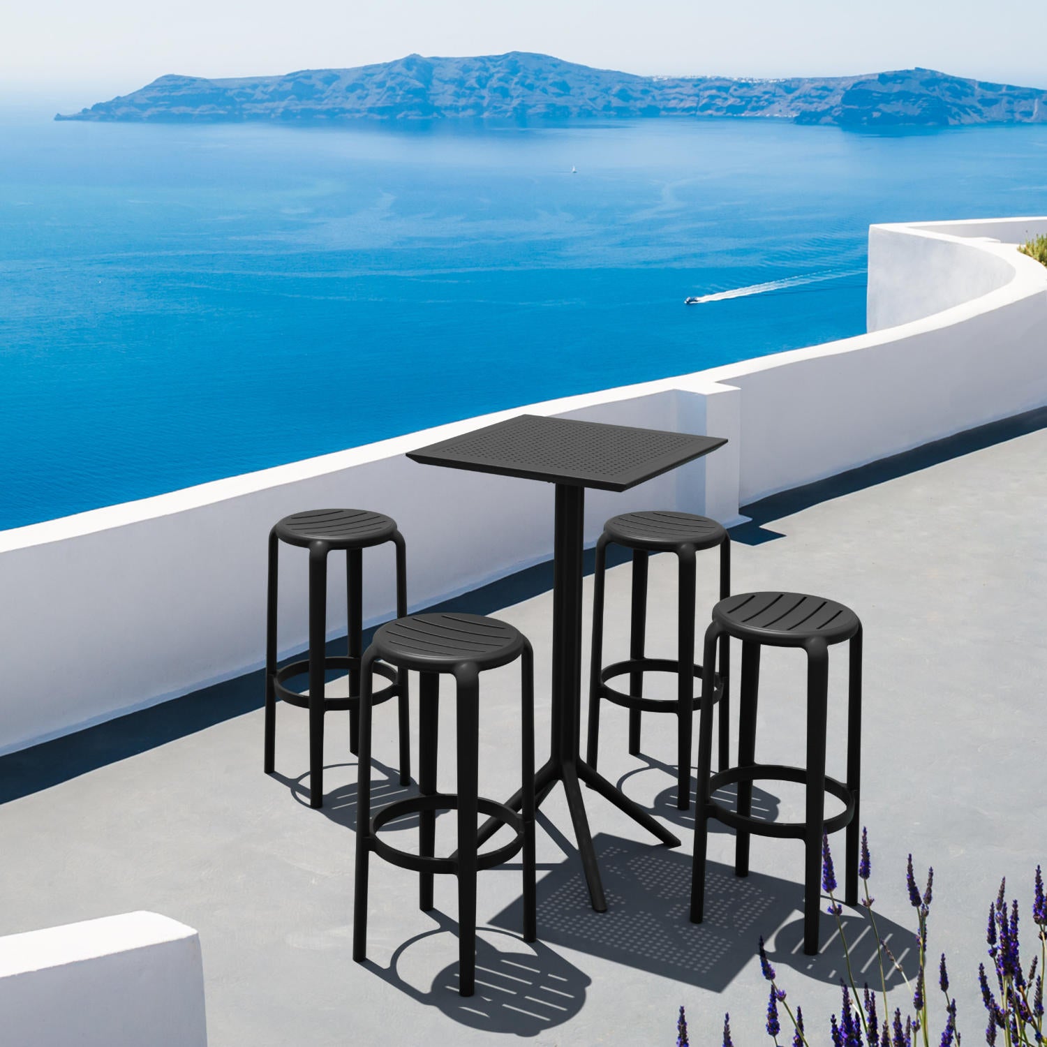 Compamia Tom Resin Bar Stool in Black/Dark Gray/Taupe/Marsala/Olive Green/White - Set of 2