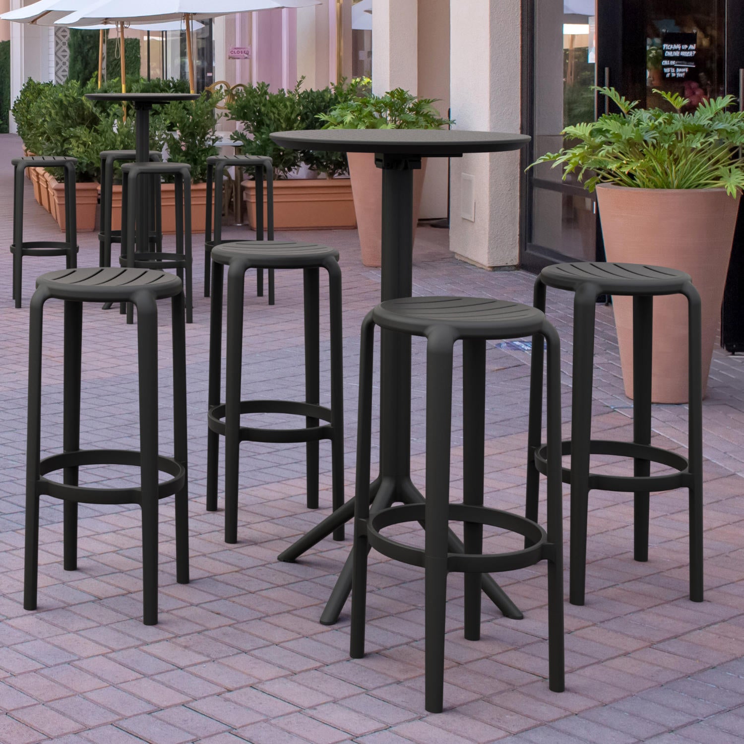 Compamia Tom Resin Bar Stool in Black/Dark Gray/Taupe/Marsala/Olive Green/White - Set of 2
