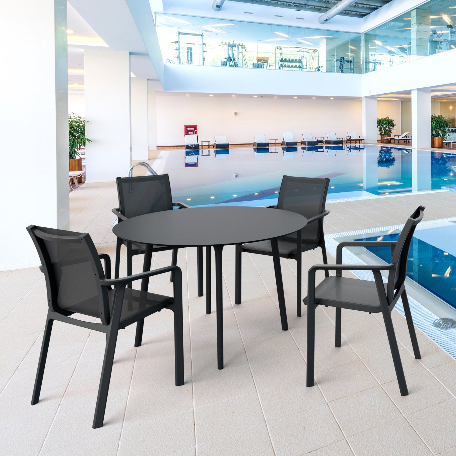 Compamia Maya 47 inch Outdoor Round Dining Table in Black/White