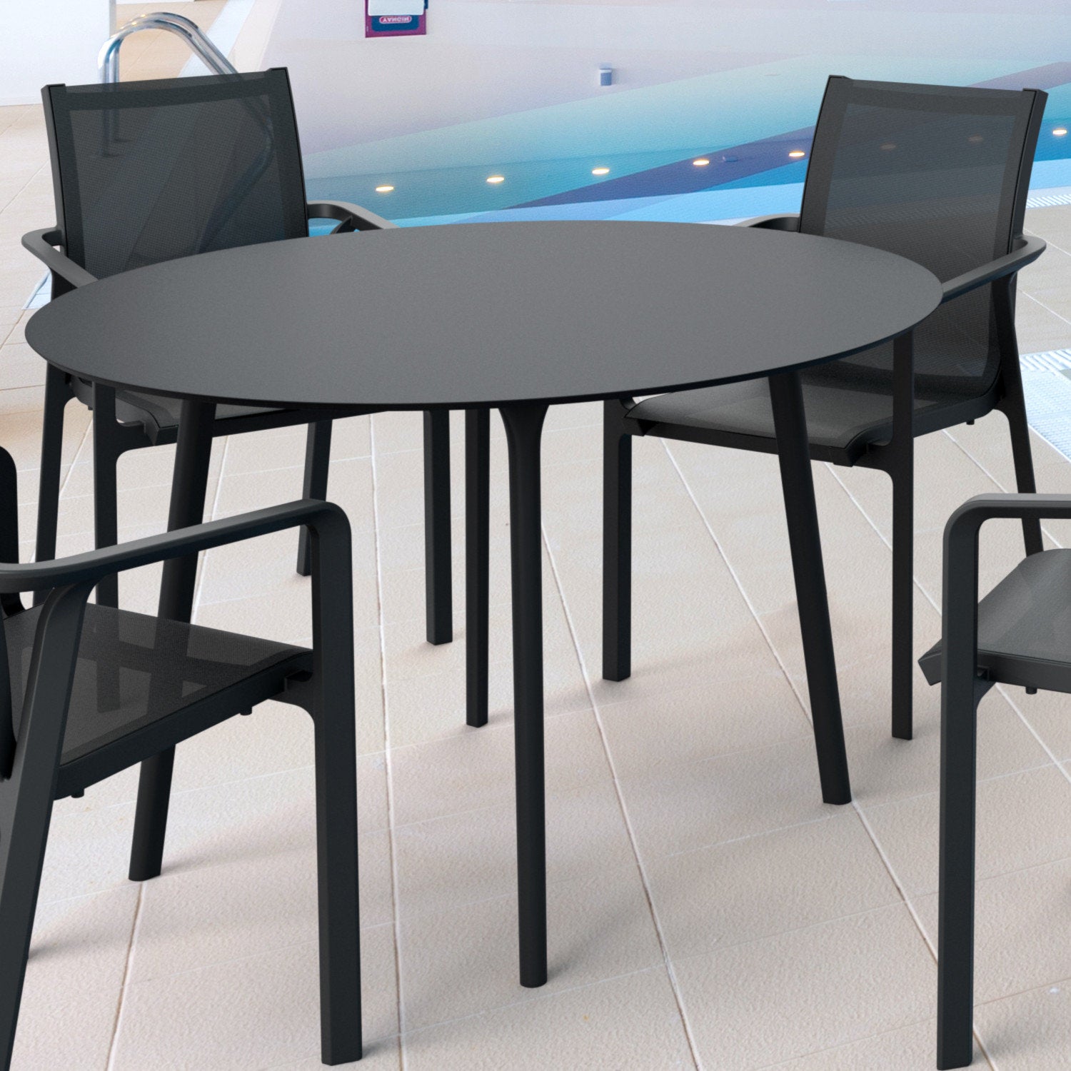 Compamia Maya 47 inch Outdoor Round Dining Table in Black/White