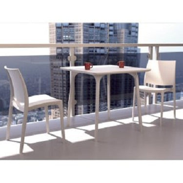 Compamia Maya 31 inch Outdoor Square Dining Table in White/Black
