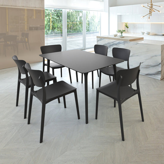 Compamia Maya 55 inch Outdoor Rectangle Dining Table in Black/White