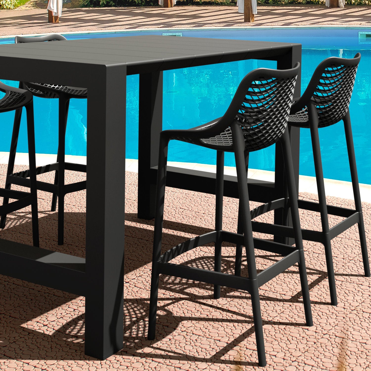 Compamia Vegas Air 5 pc Bar Set with 39 inch to 55 inch Extendable in Black/Dark Gray/Taupe/White
