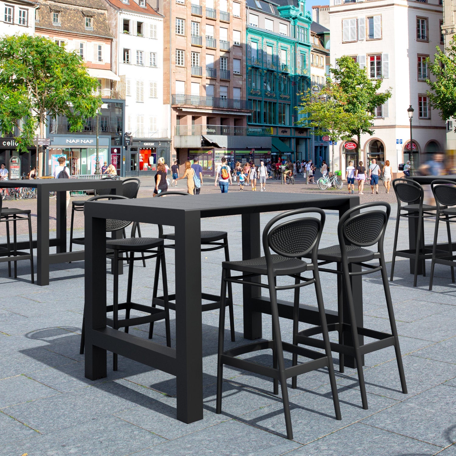 Compamia Vegas Marcel 5 pc Bar Set with 39 inch to 55 inch Extendable in Black/Dark Gray/Taupe/White
