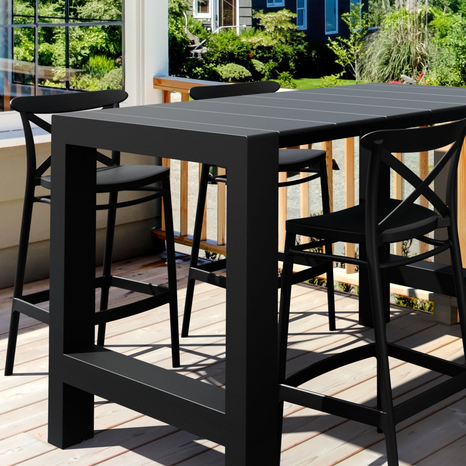 Compamia Vegas Cross 5 pc Bar Set with 39 inch to 55 inch Extendable in Black/Dark Gray/Taupe/White