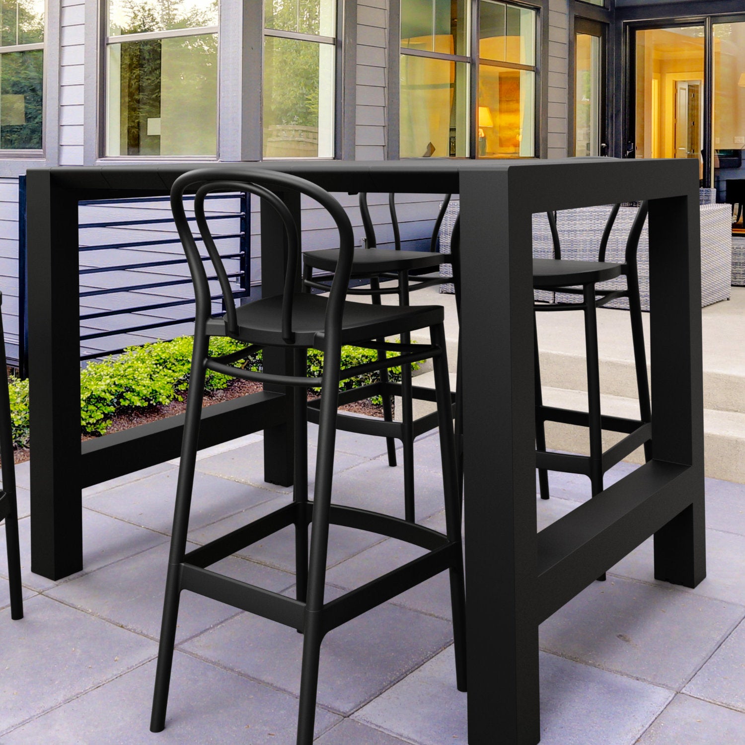 Compamia Vegas Victor 5 pc Bar Set with 39 inch to 55 inch Extendable in Black/Dark Gray/Taupe/White