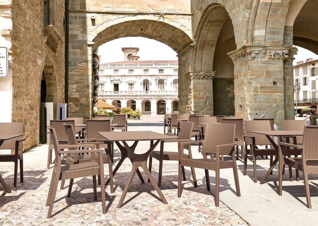 Compamia Ibiza Rectangle Table 55 inch White/Brown/Dark Gray