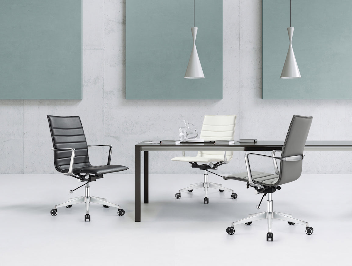 Woodstock Marketing Janis Mid Back Chair, Black, Chair, Chrome, Rectangular, 5+ Legs, Indoor