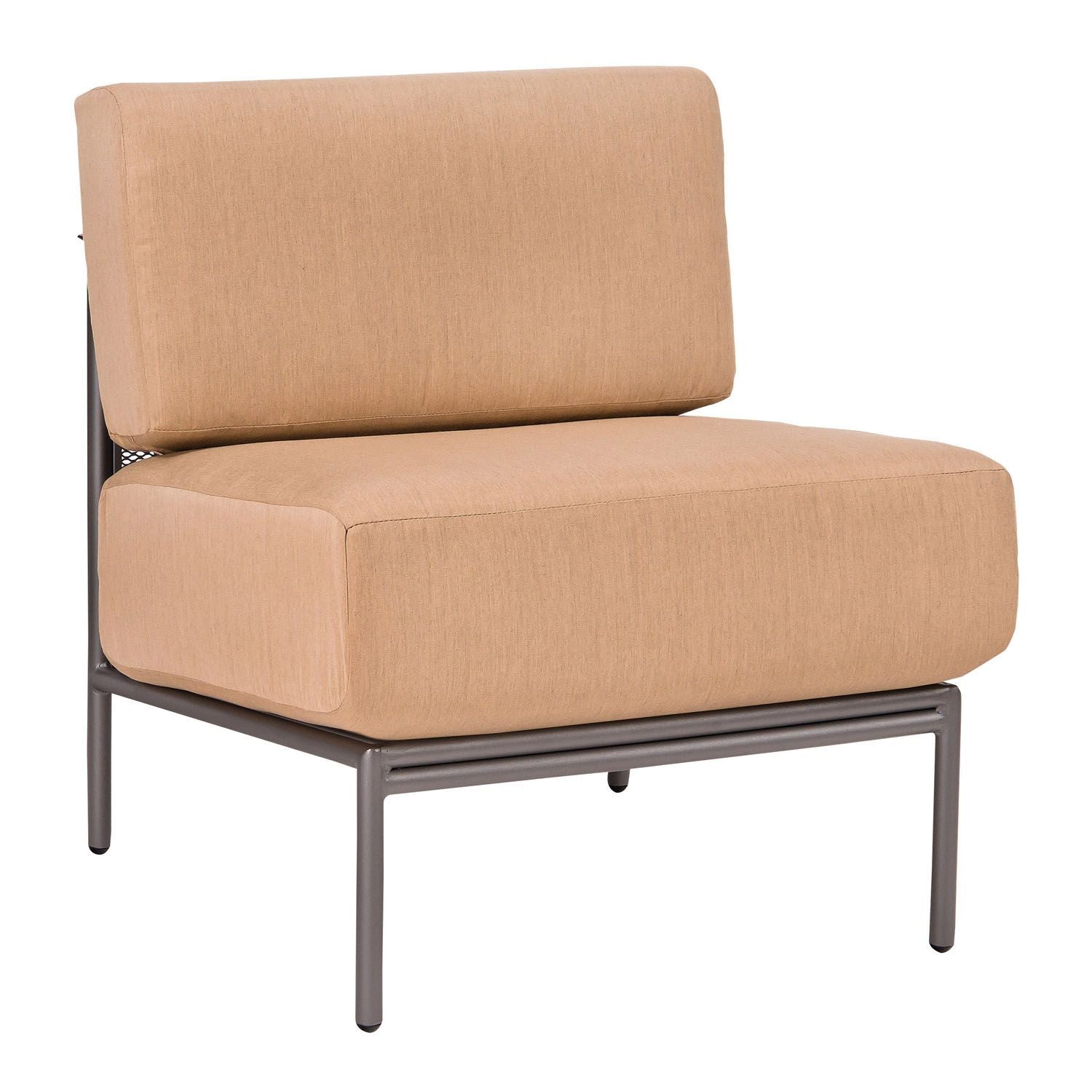 Woodard Jax Armless Sectional Unit, Aged Teak, Beach Bum Creamsicle (Grade A), Grade A Fabric, Garden Chairs, Sectional, Jax, Iron, Sectionals, Curved, Outdoor