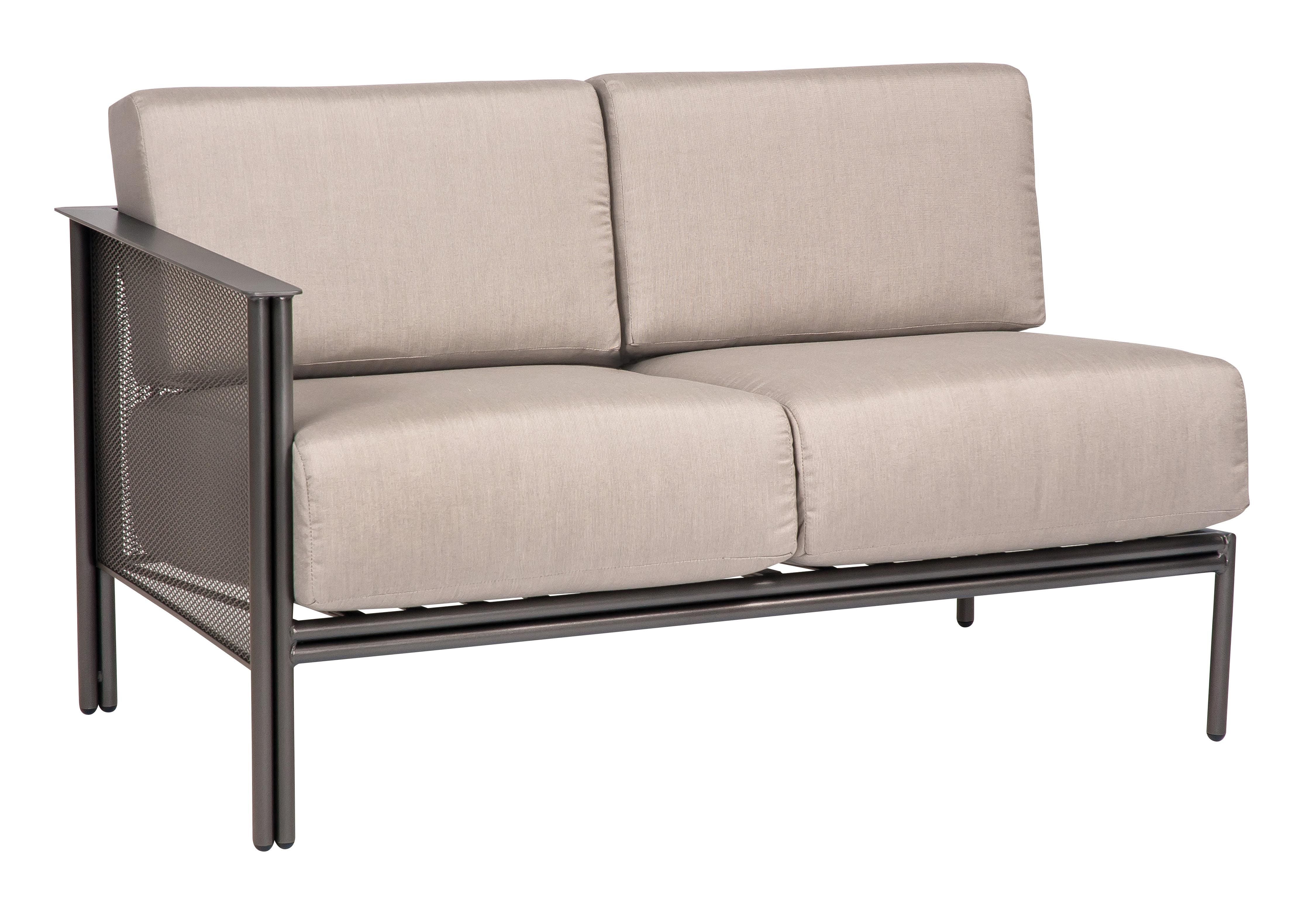 Woodard Jax RAF/LAF Sectional Love Seat, Aged Teak, Beach Bum Creamsicle (Grade A), Grade A Fabric, Garden Chairs, Loveseat, Jax, Iron, Loveseats, Rectangular, Outdoor