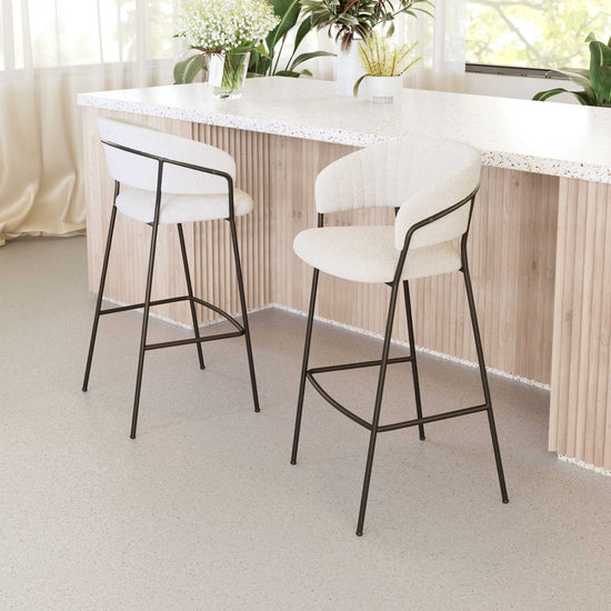 Zuo Modern Josephine Barstool – Cream/Brown Shearling Seat