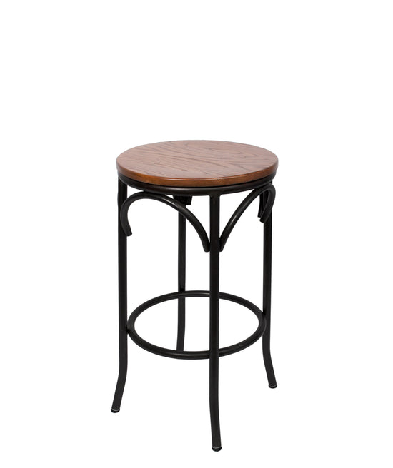 BFM Seating Henry Cross Back Backless Barstool In Autumn/Natural Ash Wood Back And Steel Frame With Distressed Finish