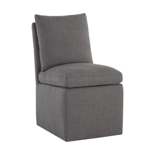 Sunpan Glenrose Wheeled Dining Chair in Effie Linen / Effie Smoke