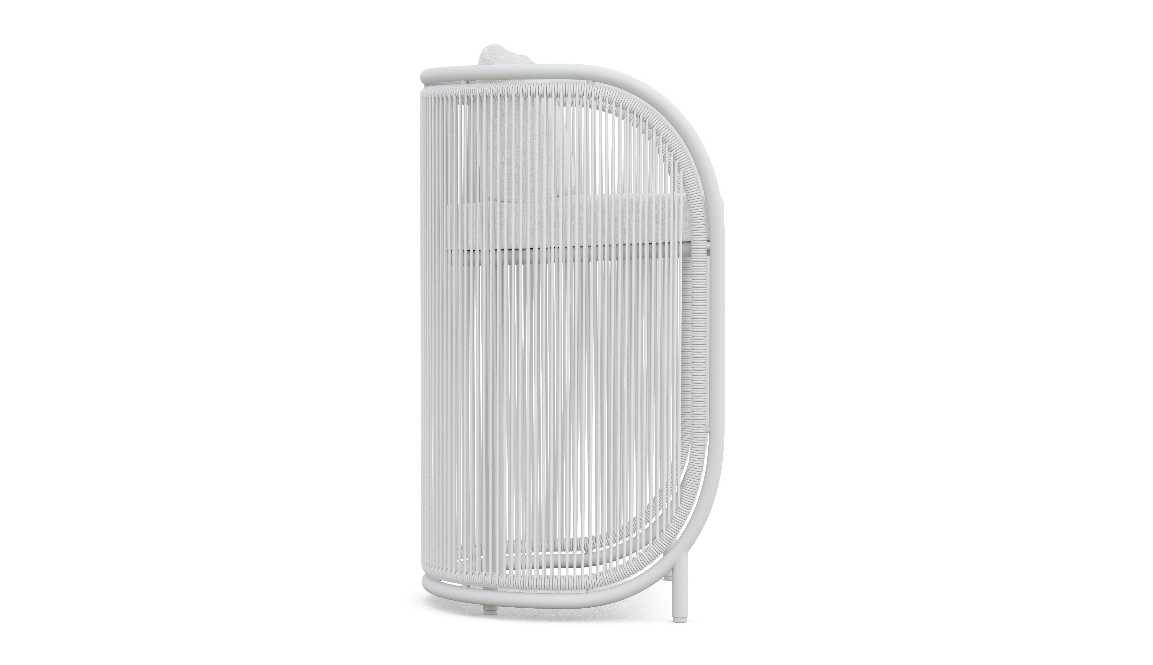 Azzurro Living Kamari Bar Stool With Matte White Aluminum Frame And White Mist All-Weather Texteline Rope