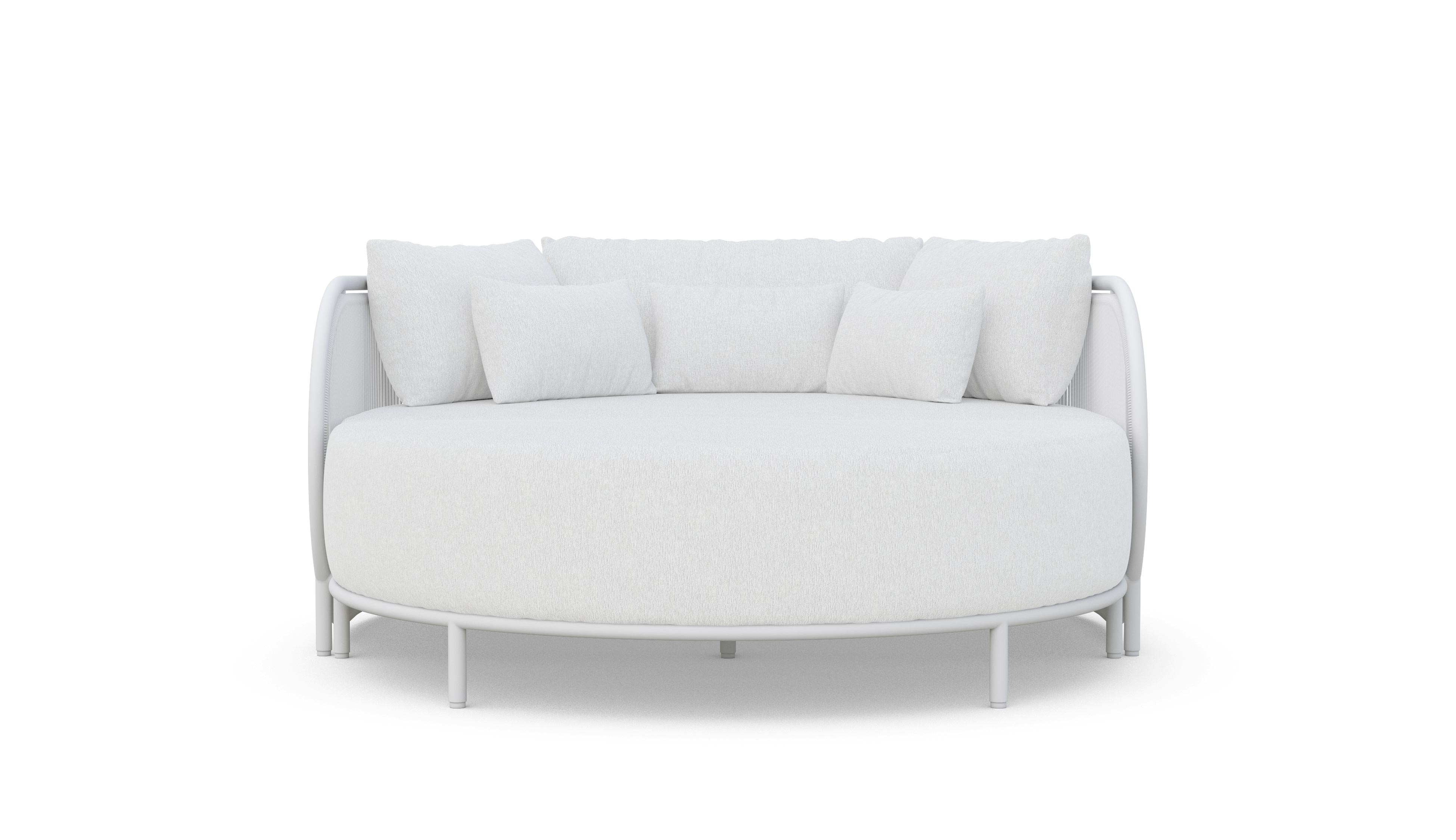 Azzurro Living Kamari Day Bed With Matte White Aluminum Frame And White Mist All-Weather Texteline Rope